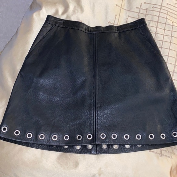 H&M Black Mini Genuine Leather Skirt. Condition is NWOT premium quality limited - Picture 2 of 13